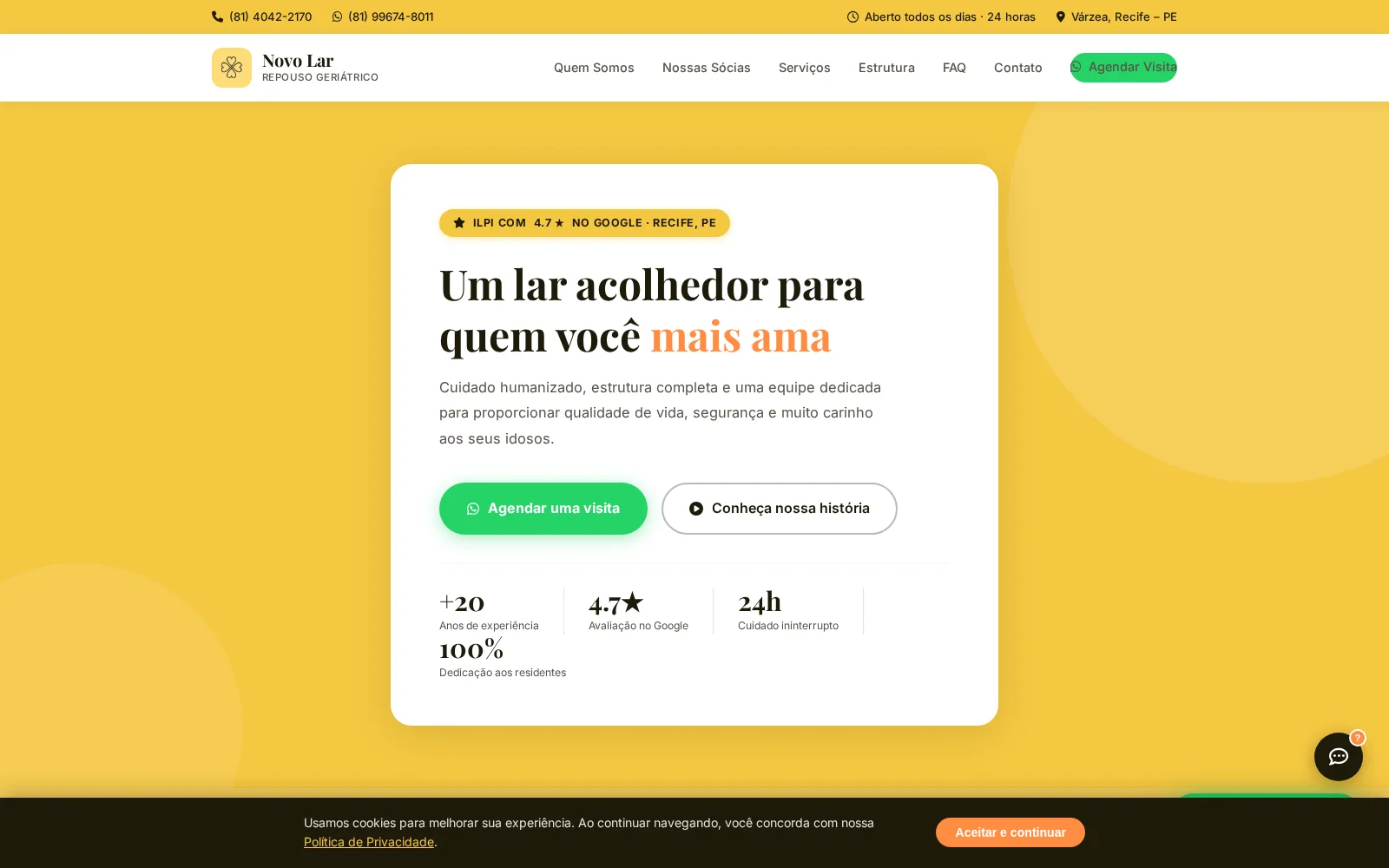 Novo Lar Geriátrico — site institucional novo