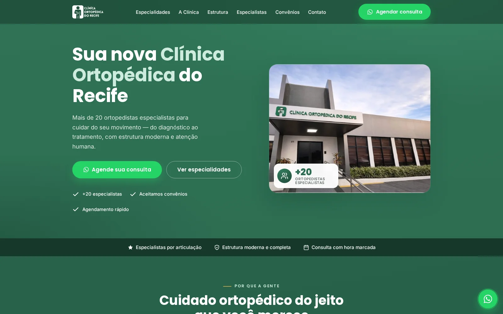 Clínica Ortopédica do Recife — site profissional